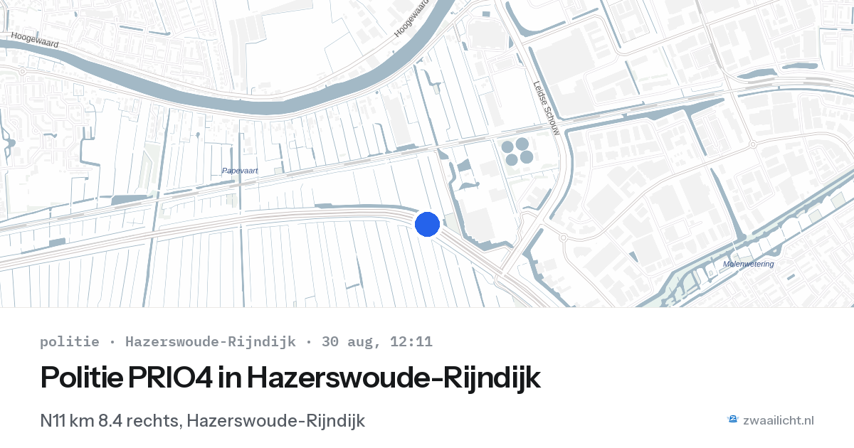 Politie PRIO4 in Hazerswoude-Rijndijk — 30 aug 2026 | 🚨 Zwaailicht.nl