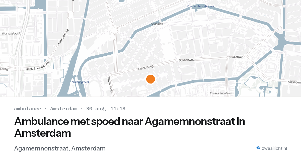 Ambulance met spoed naar Agamemnonstraat in Amsterdam — 30 aug 2026