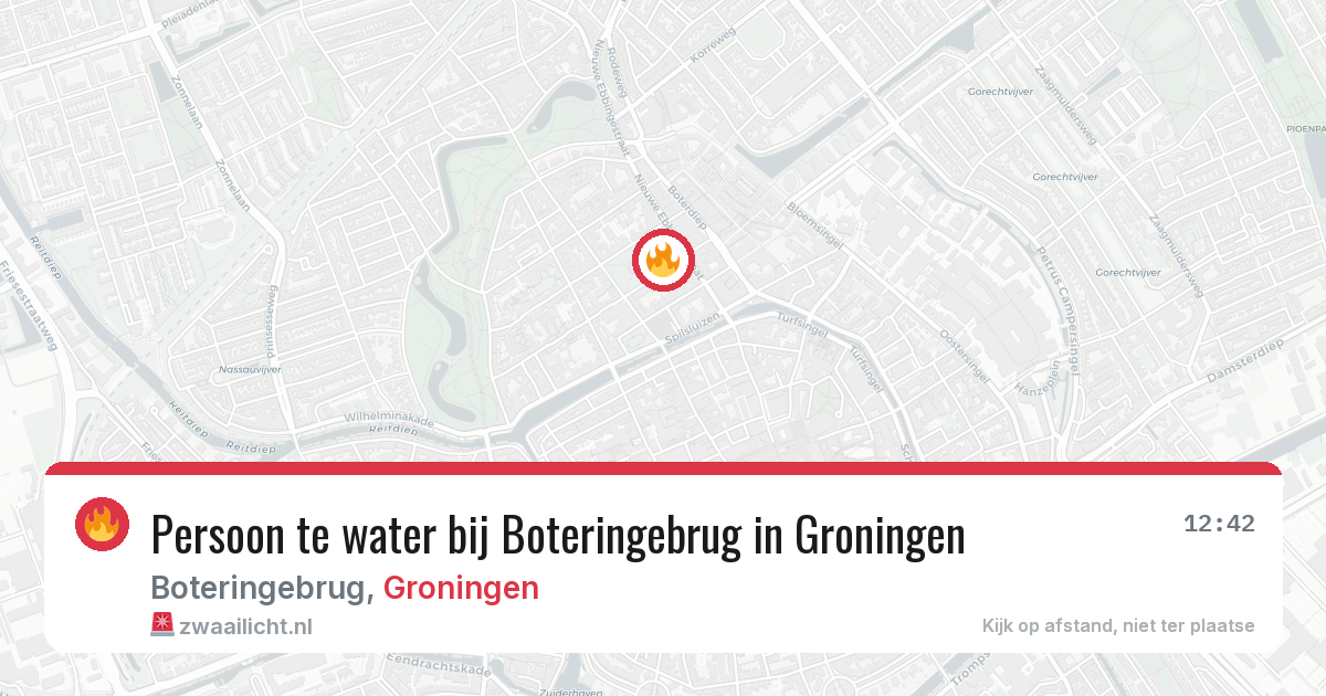 Persoon te water bij Boteringebrug in Groningen — 19 mrt 2026