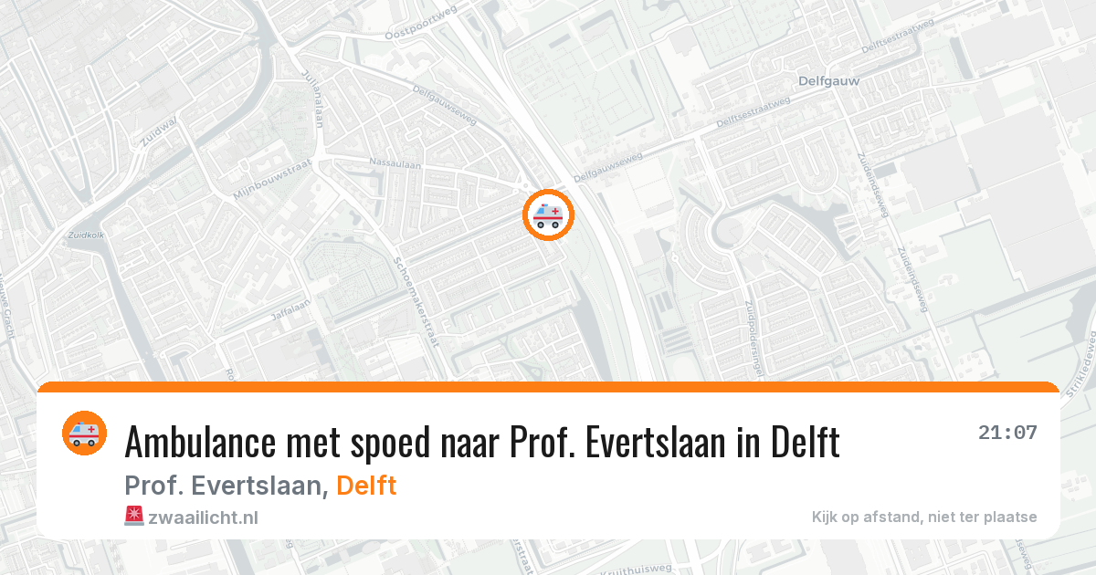 Ambulance met spoed naar Prof. Evertslaan in Delft — 17 mei 2026