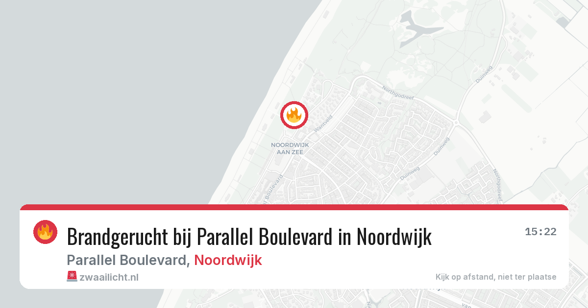Brandgerucht bij Parallel Boulevard in Noordwijk — 6 jul 2026