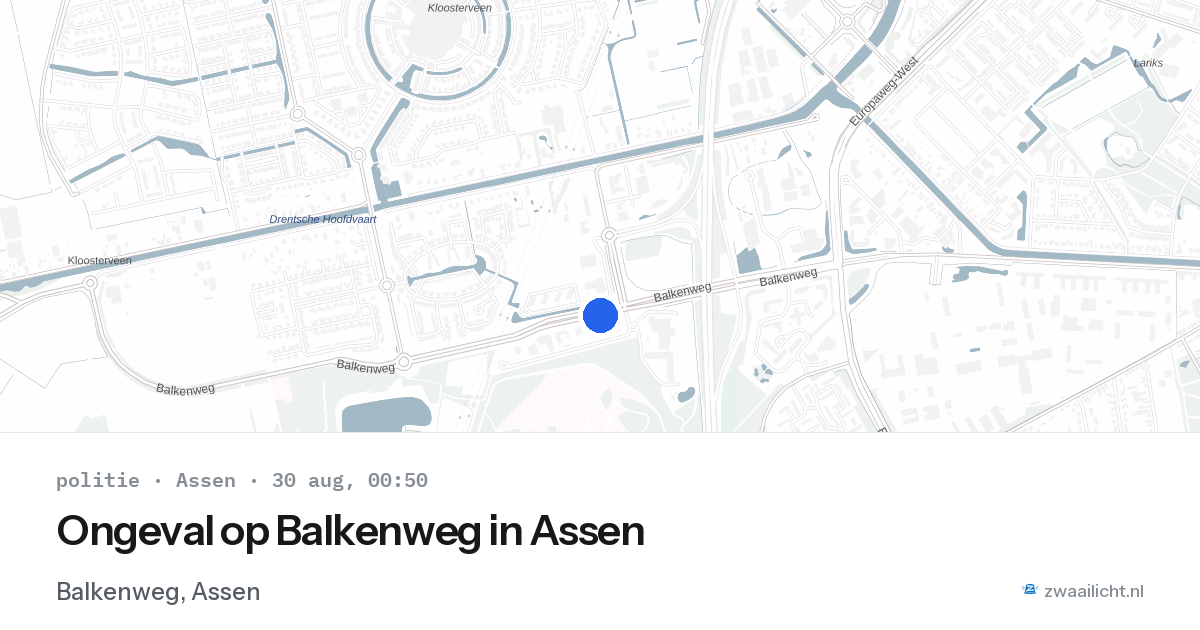 Ongeval op Balkenweg in Assen — 29 aug 2026