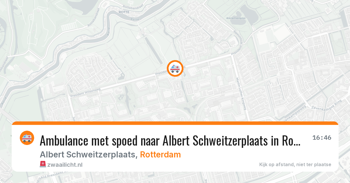 Ambulance met spoed naar Albert Schweitzerplaats in Rotterdam — 14 mrt 2026