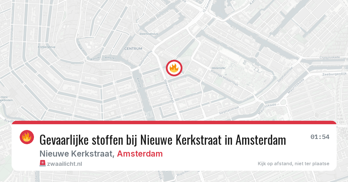 Gevaarlijke stoffen bij Nieuwe Kerkstraat in Amsterdam — 5 aug 2026