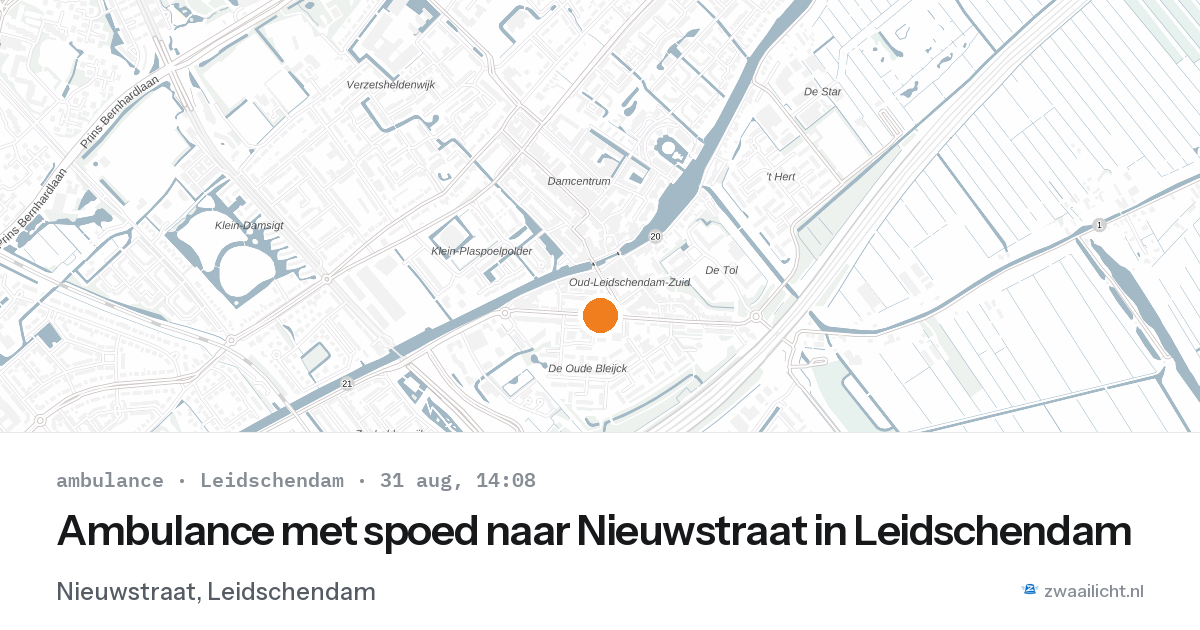 Ambulance met spoed naar Nieuwstraat in Leidschendam — 31 aug 2026