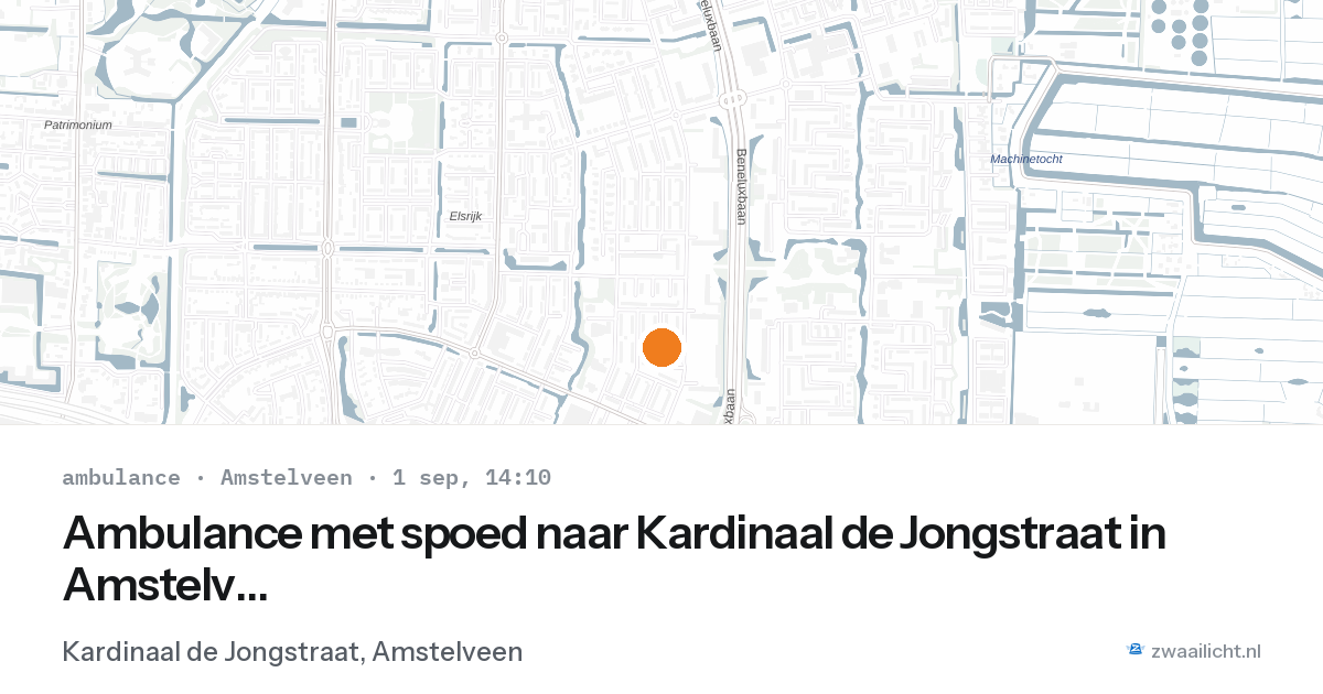 Ambulance met spoed naar Kardinaal de Jongstraat in Amstelveen — 1 sep 2026