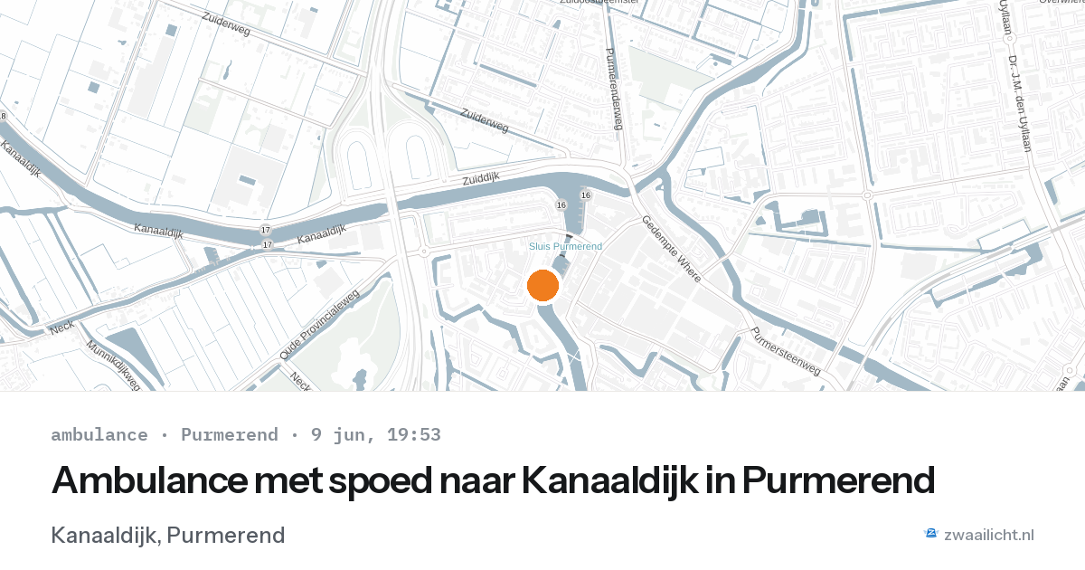Ambulance met spoed naar Kanaaldijk in Purmerend — 9 jun 2026