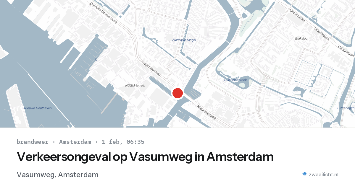 Verkeersongeval op Vasumweg in Amsterdam — 1 feb 2026