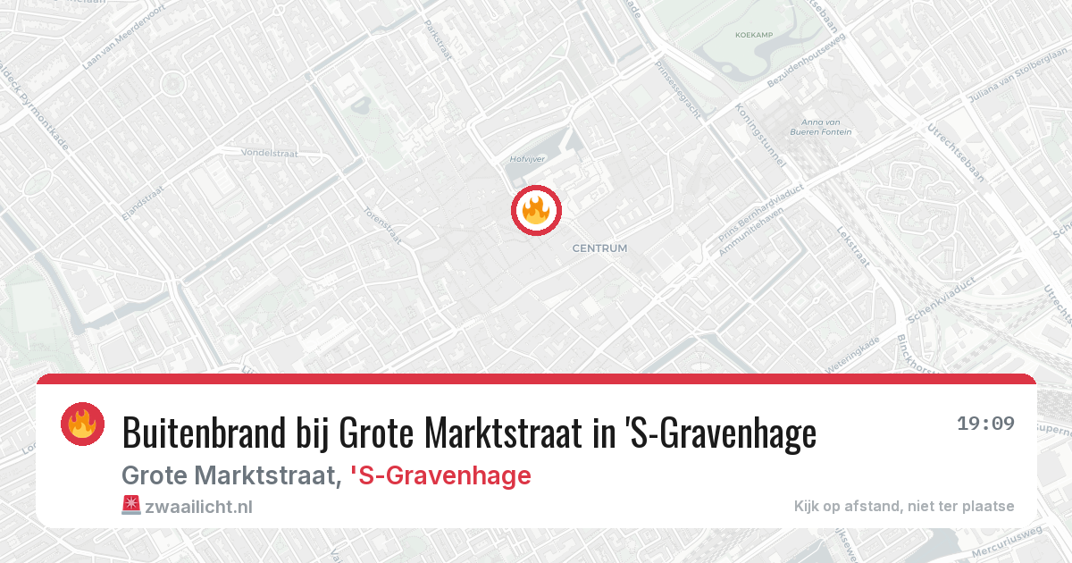 Buitenbrand bij Grote Marktstraat in 'S-Gravenhage — 5 aug 2026