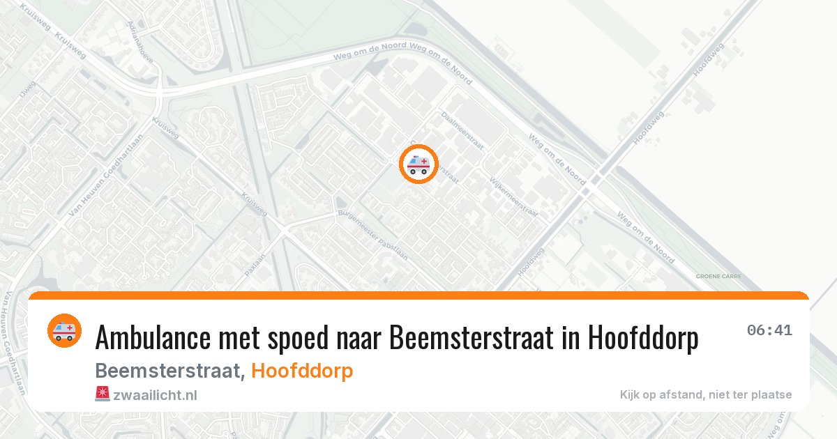 Ambulance met spoed naar Beemsterstraat in Hoofddorp — 16 jul 2026