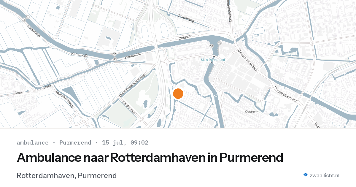 Ambulance naar Rotterdamhaven in Purmerend — 15 jul 2026