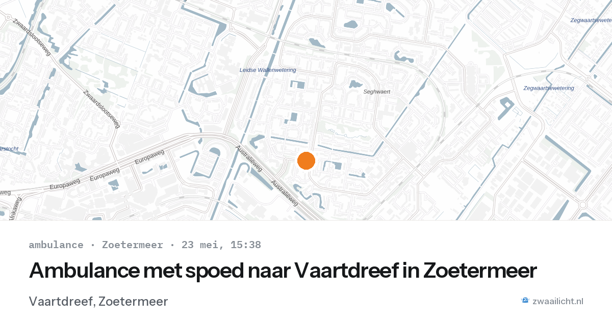 Ambulance met spoed naar Vaartdreef in Zoetermeer — 23 mei 2026