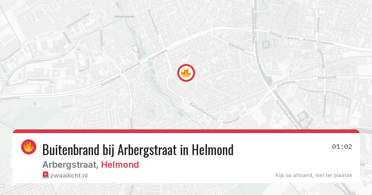 Buitenbrand bij Arbergstraat in Helmond — 13 aug 2026