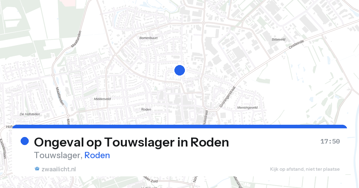 Ongeval op Touwslager in Roden — 22 aug 2026