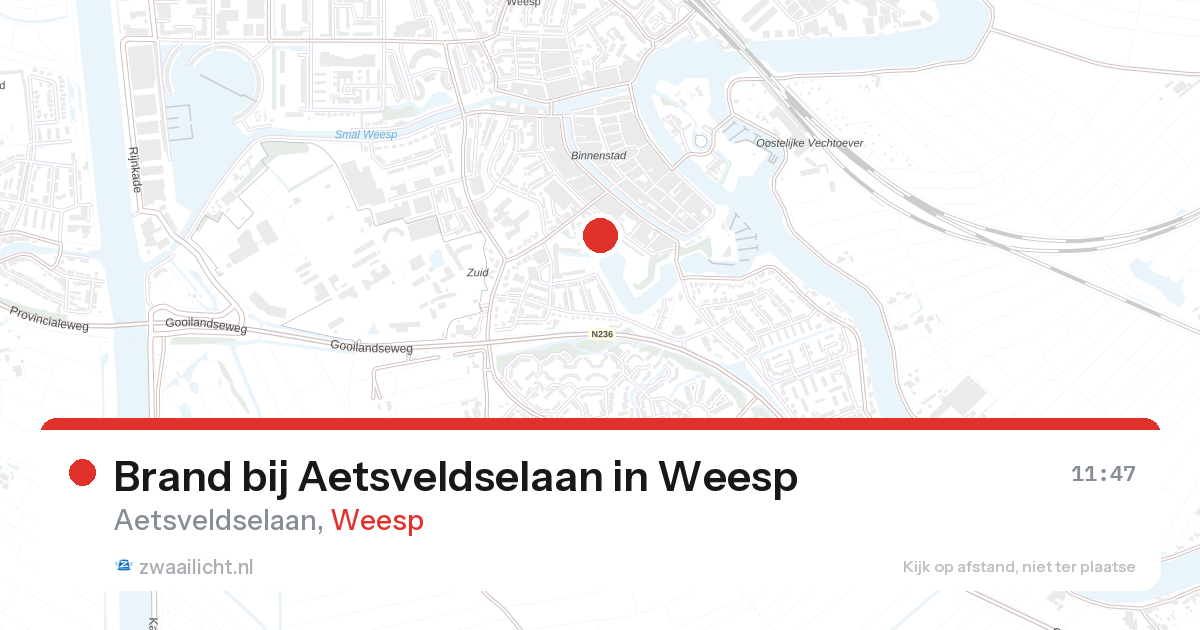Brand bij Aetsveldselaan in Weesp — 27 aug 2026