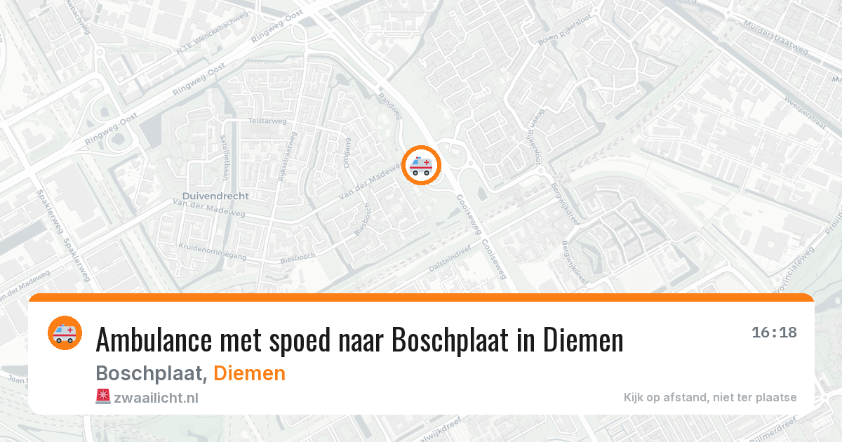 Ambulance met spoed naar Boschplaat in Diemen — 24 mrt 2026