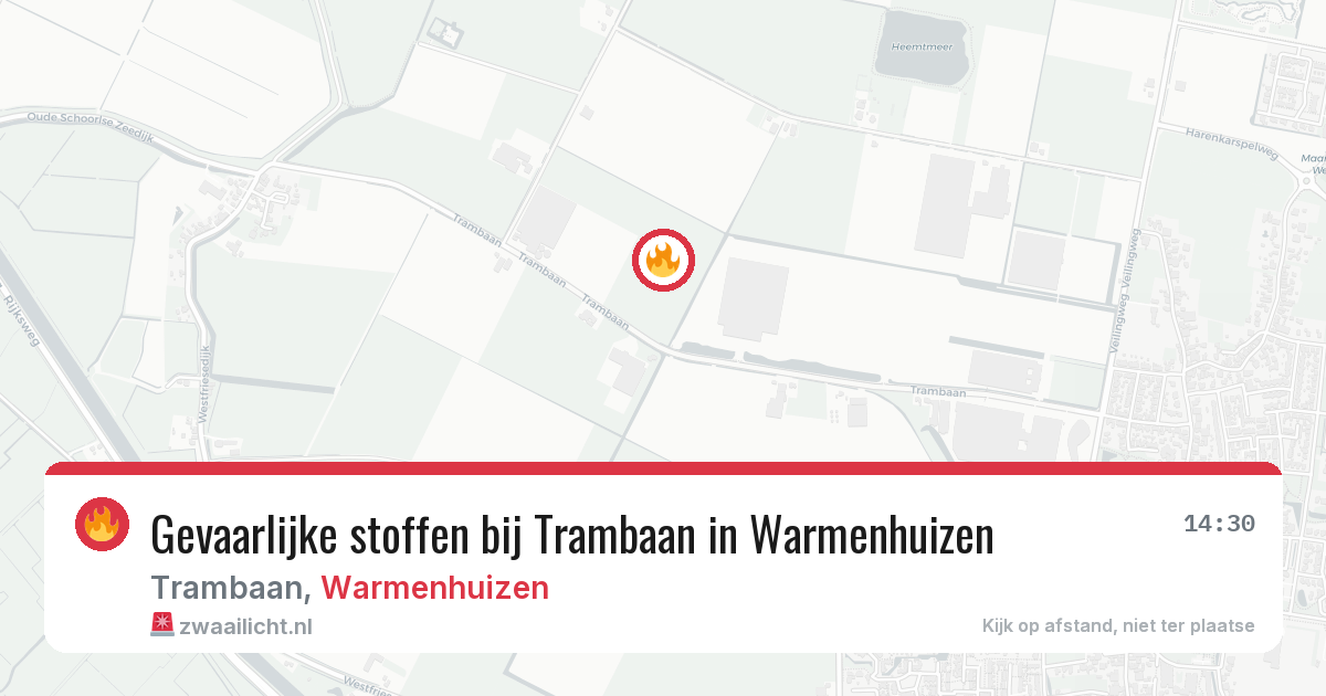 Gevaarlijke stoffen bij Trambaan in Warmenhuizen — 10 aug 2026