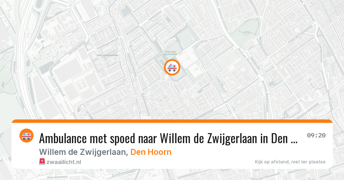 Ambulance met spoed naar Willem de Zwijgerlaan in Den Hoorn — 20 mei 2026