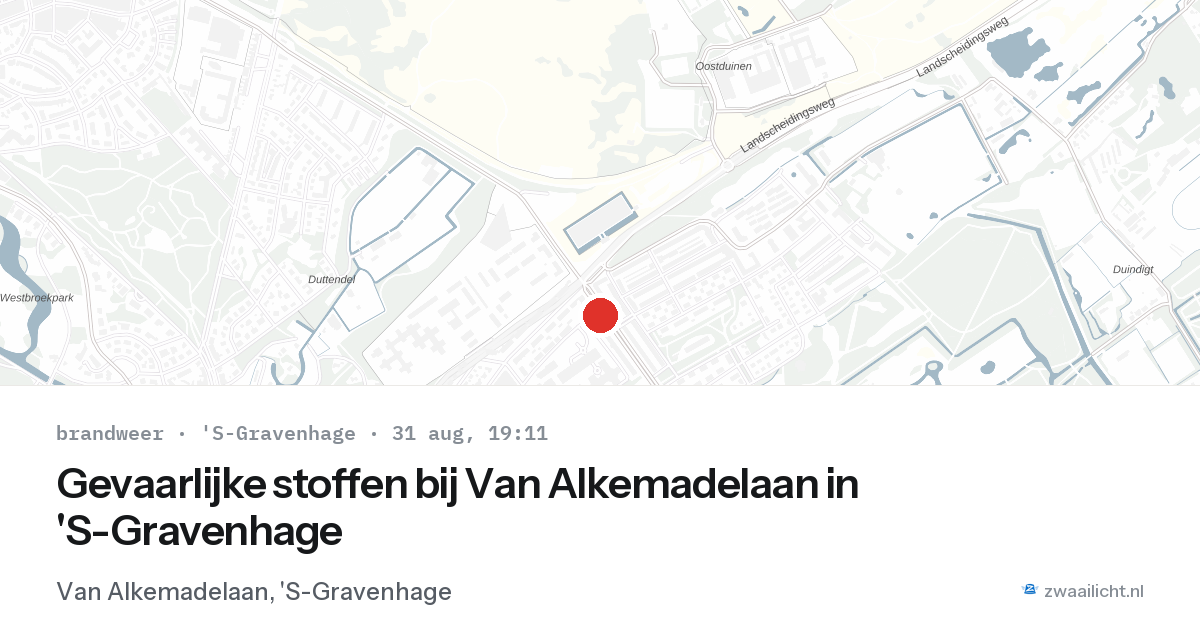 Gevaarlijke stoffen bij Van Alkemadelaan in 'S-Gravenhage — 31 aug 2026