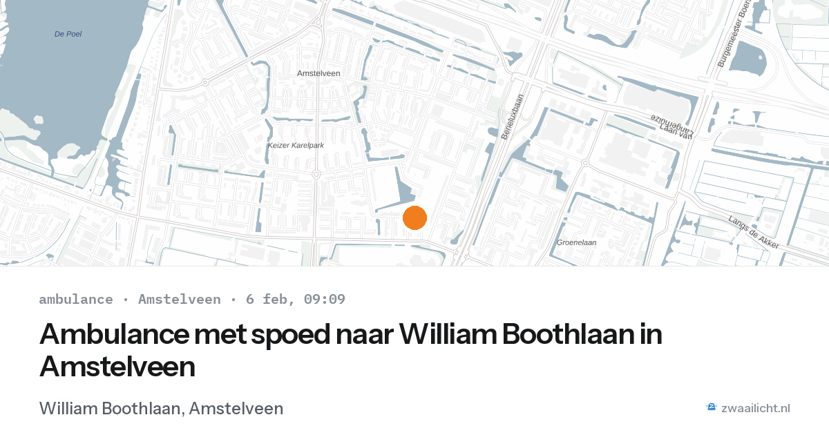 Ambulance met spoed naar William Boothlaan in Amstelveen — 6 feb 2026