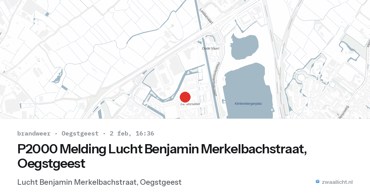 P2000 Melding Lucht Benjamin Merkelbachstraat, Oegstgeest — 2 feb 2026