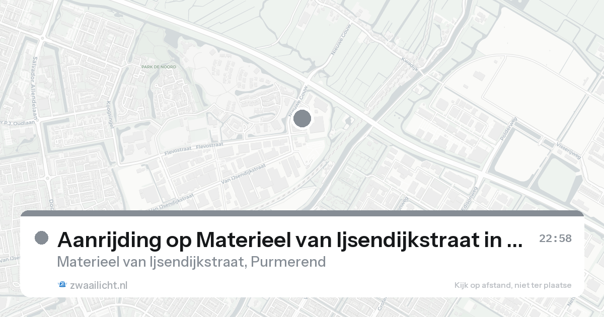 Aanrijding op Materieel van Ijsendijkstraat in Purmerend — 30 jan 2026