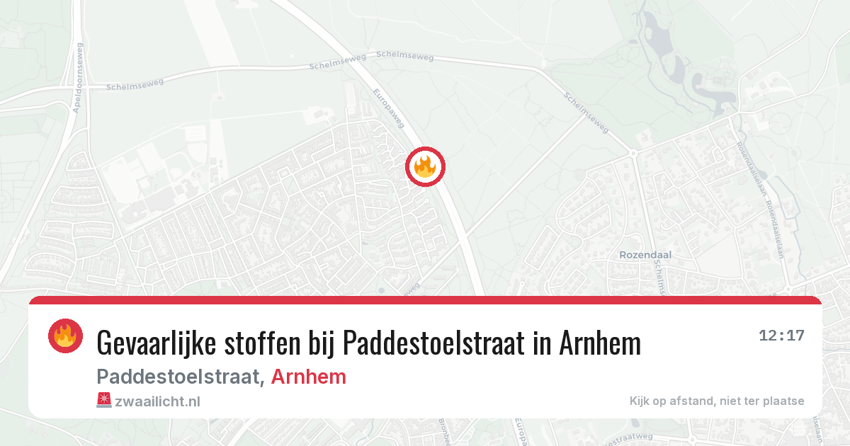 Gevaarlijke stoffen bij Paddestoelstraat in Arnhem — 12 aug 2026