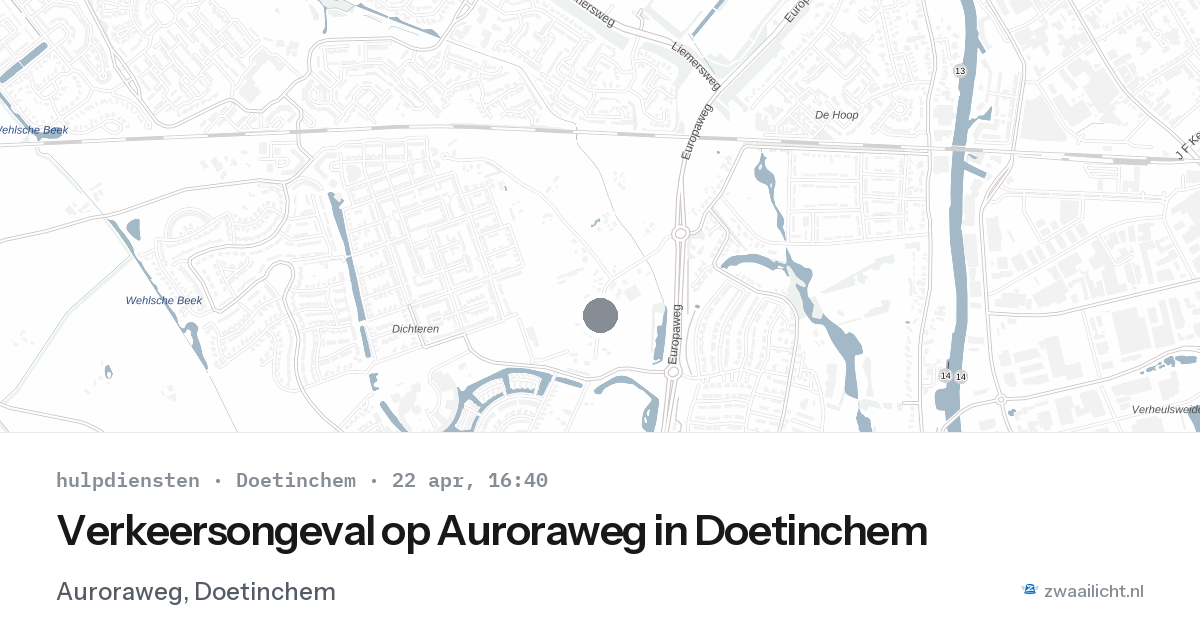 Verkeersongeval op Auroraweg in Doetinchem — 22 apr 2026