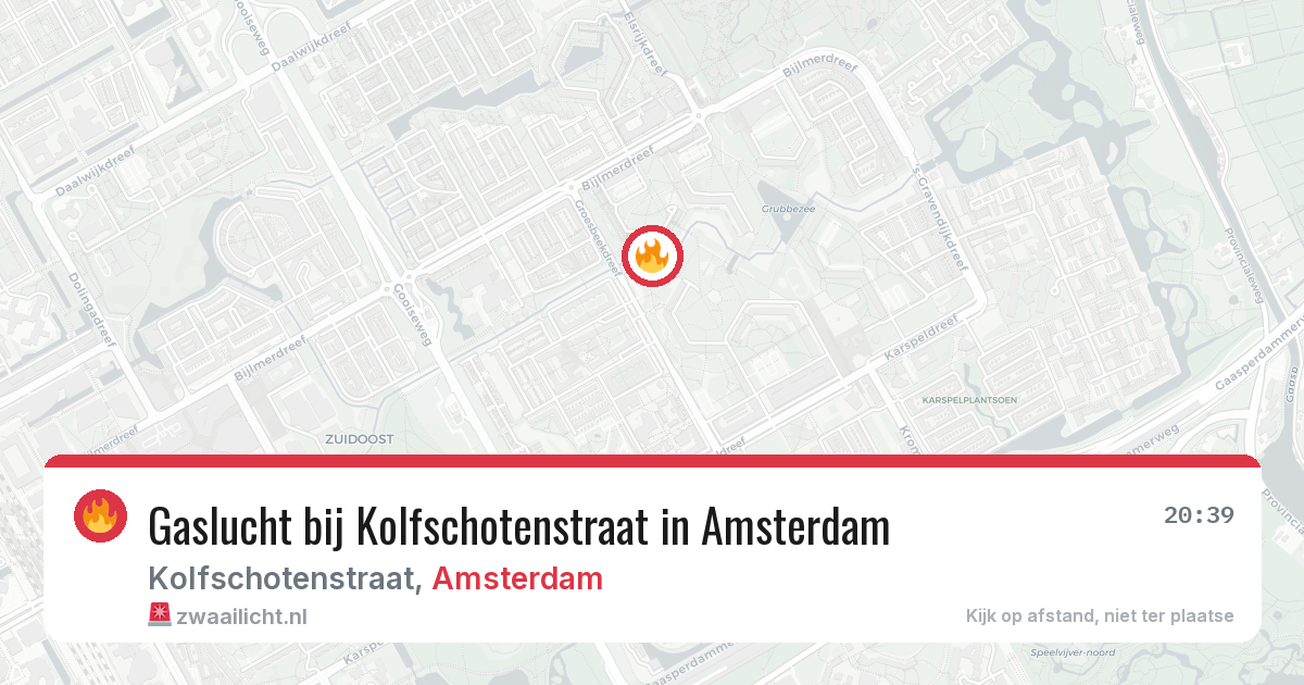 Gaslucht bij Kolfschotenstraat in Amsterdam — 24 jun 2026