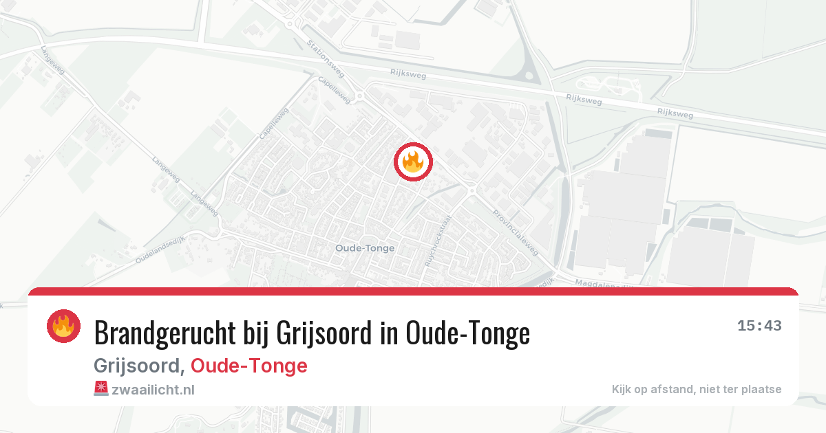 Brandgerucht bij Grijsoord in Oude-Tonge — 13 jun 2026