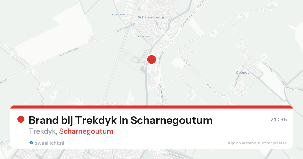 Brand bij Trekdyk in Scharnegoutum — 19 aug 2026