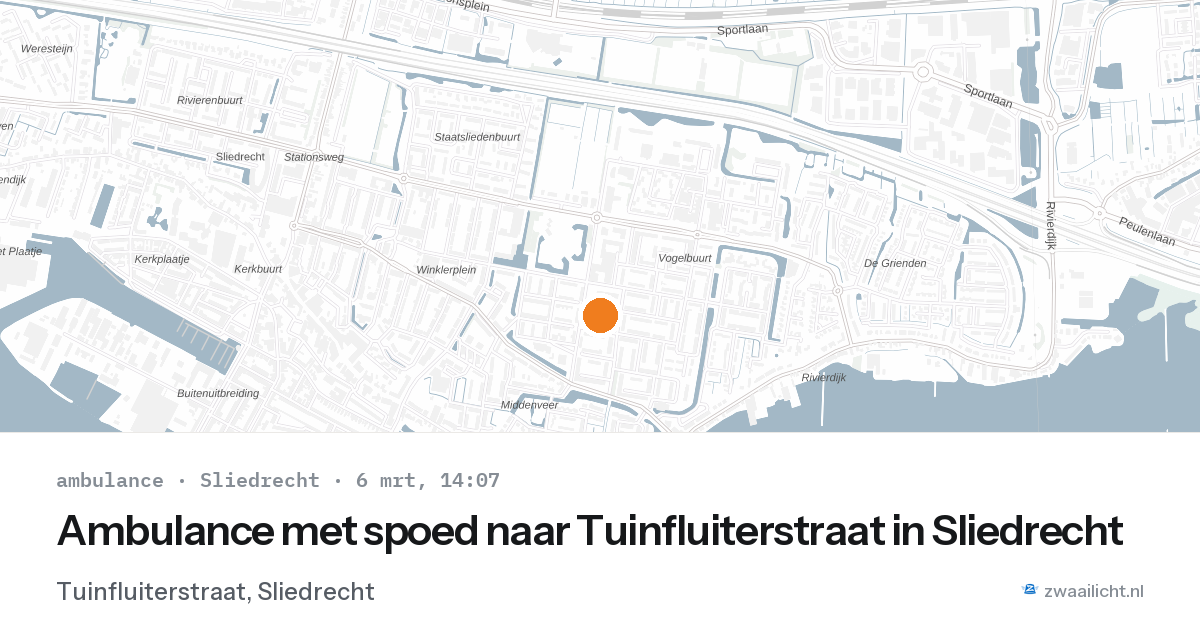 Ambulance met spoed naar Tuinfluiterstraat in Sliedrecht — 6 mrt 2026