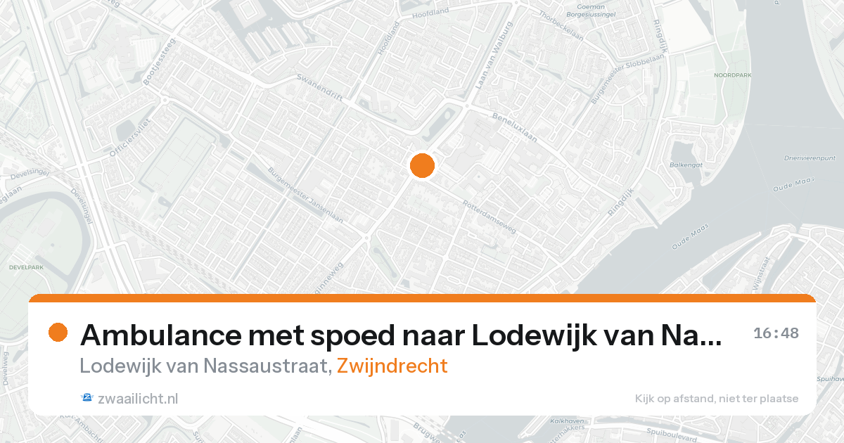 Ambulance met spoed naar Lodewijk van Nassaustraat in Zwijndrecht — 16 aug 2026