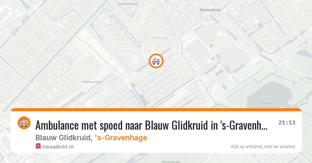 Ambulance met spoed naar Blauw Glidkruid in 's-Gravenhage — 13 aug 2026