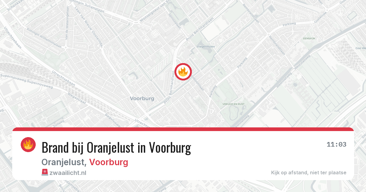 Brand bij Oranjelust in Voorburg — 12 jun 2026