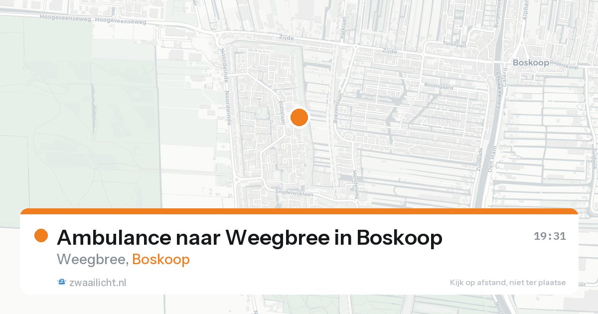 Ambulance naar Weegbree in Boskoop — 22 aug 2026