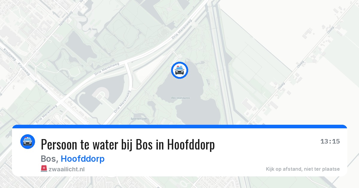 Persoon te water bij Bos in Hoofddorp — 22 jun 2026