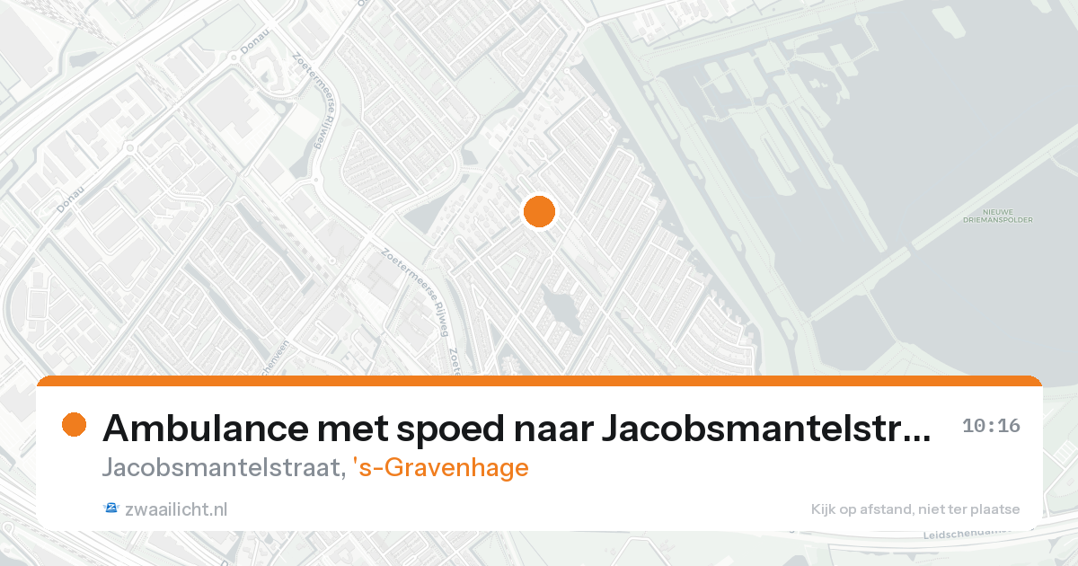 Ambulance met spoed naar Jacobsmantelstraat in 's-Gravenhage — 15 aug 2026