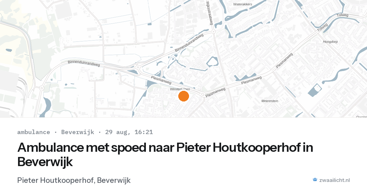 Ambulance met spoed naar Pieter Houtkooperhof in Beverwijk — 29 aug 2026