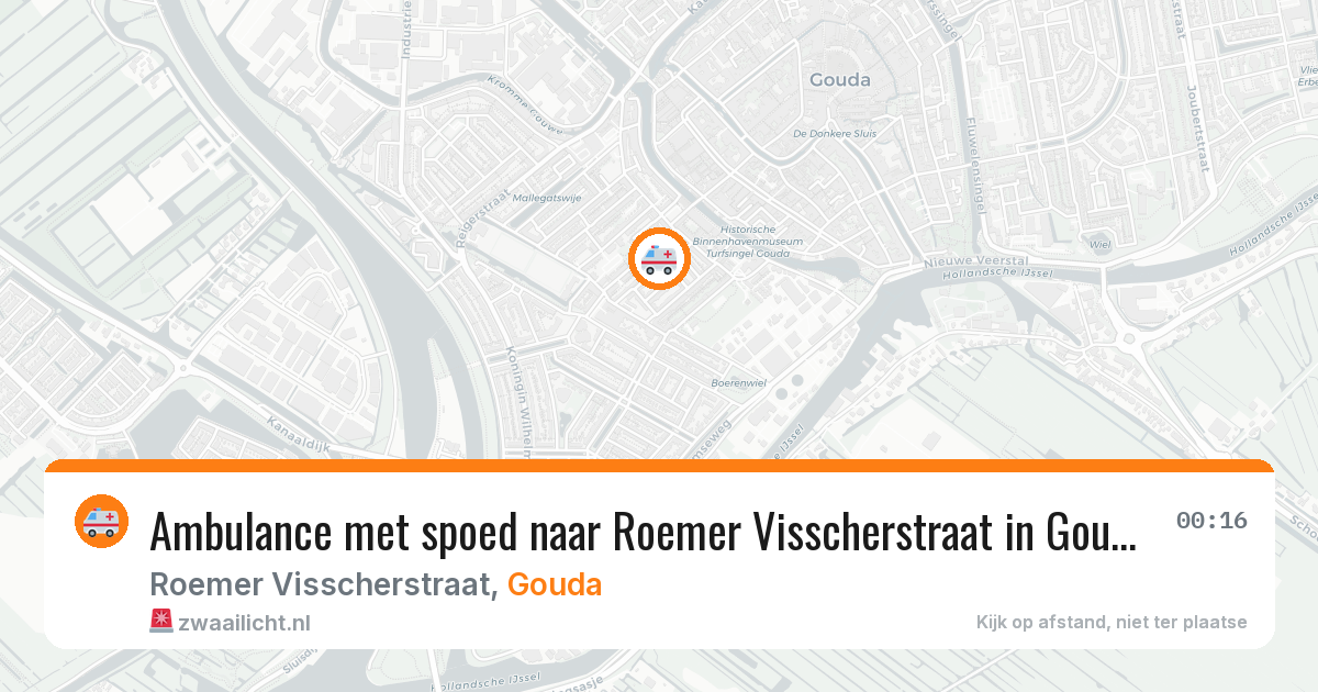 Ambulance met spoed naar Roemer Visscherstraat in Gouda — 21 jun 2026