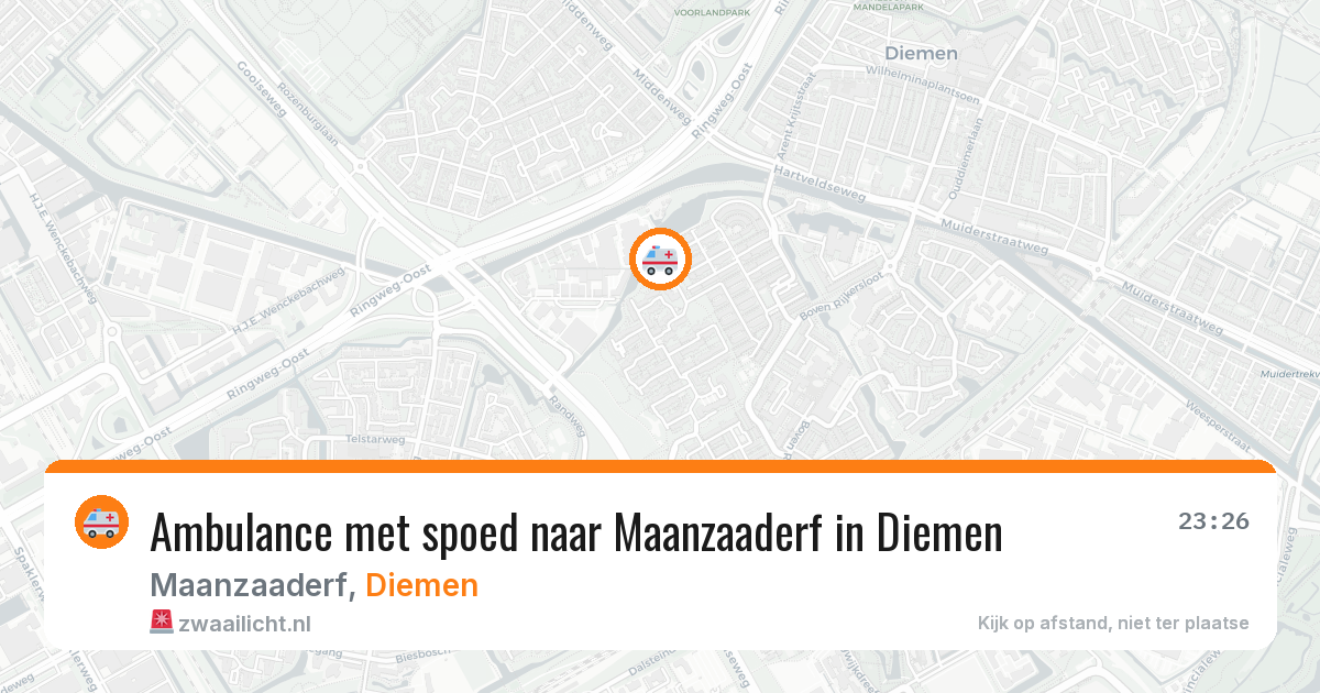 Ambulance met spoed naar Maanzaaderf in Diemen — 28 jun 2026