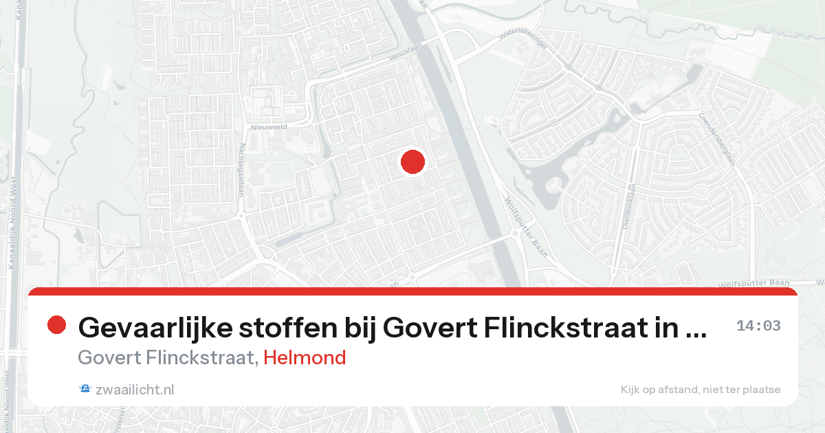 Gevaarlijke stoffen bij Govert Flinckstraat in Helmond — 24 aug 2026