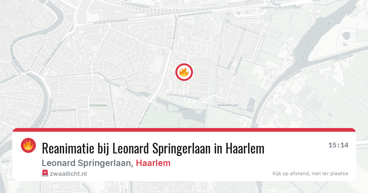 Reanimatie bij Leonard Springerlaan in Haarlem — 14 aug 2026