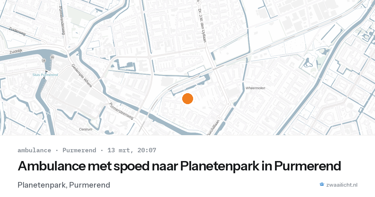 Ambulance met spoed naar Planetenpark in Purmerend — 13 mrt 2026