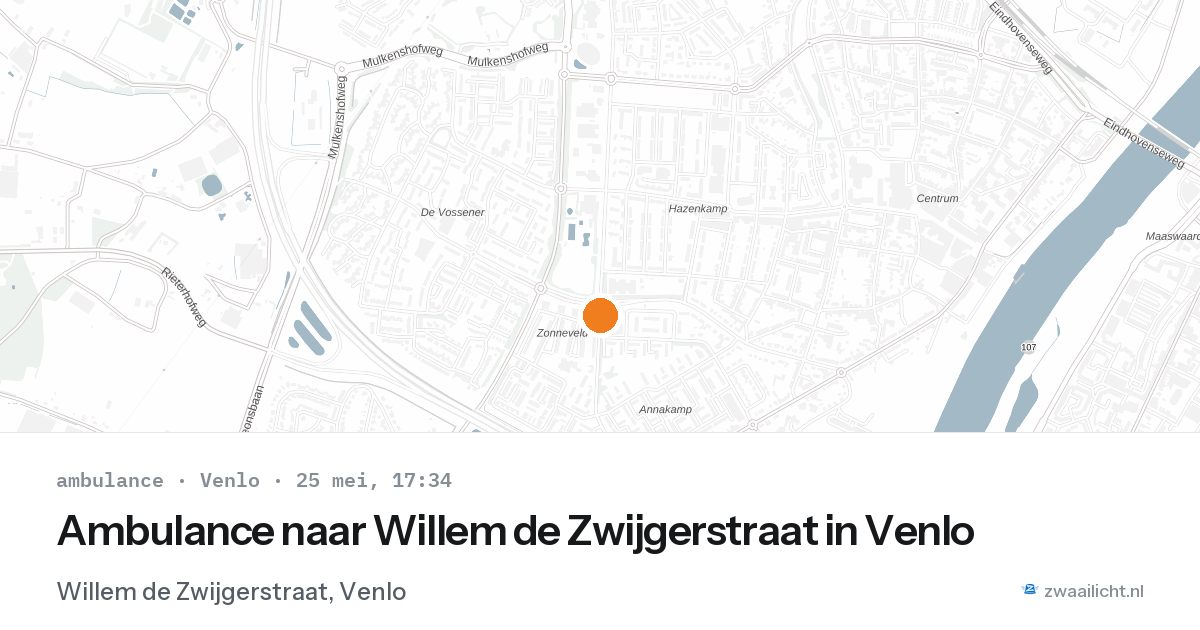 Ambulance naar Willem de Zwijgerstraat in Venlo — 25 mei 2026