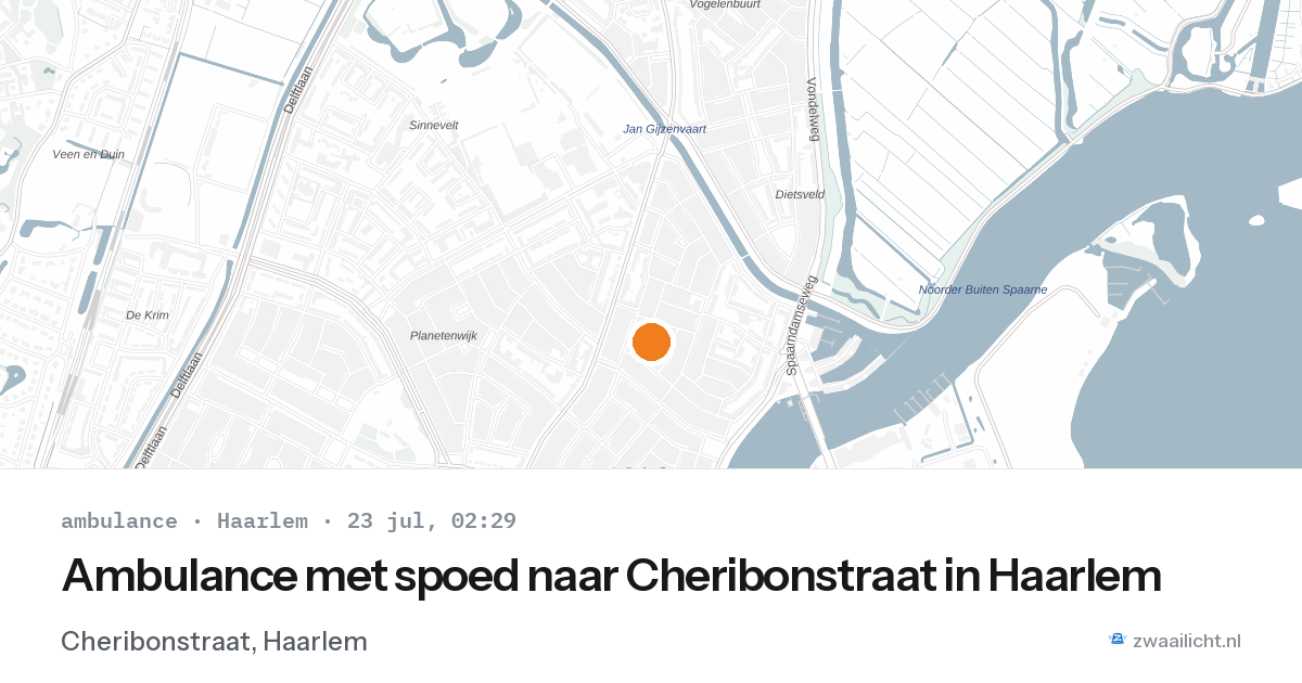 Ambulance met spoed naar Cheribonstraat in Haarlem — 23 jul 2026