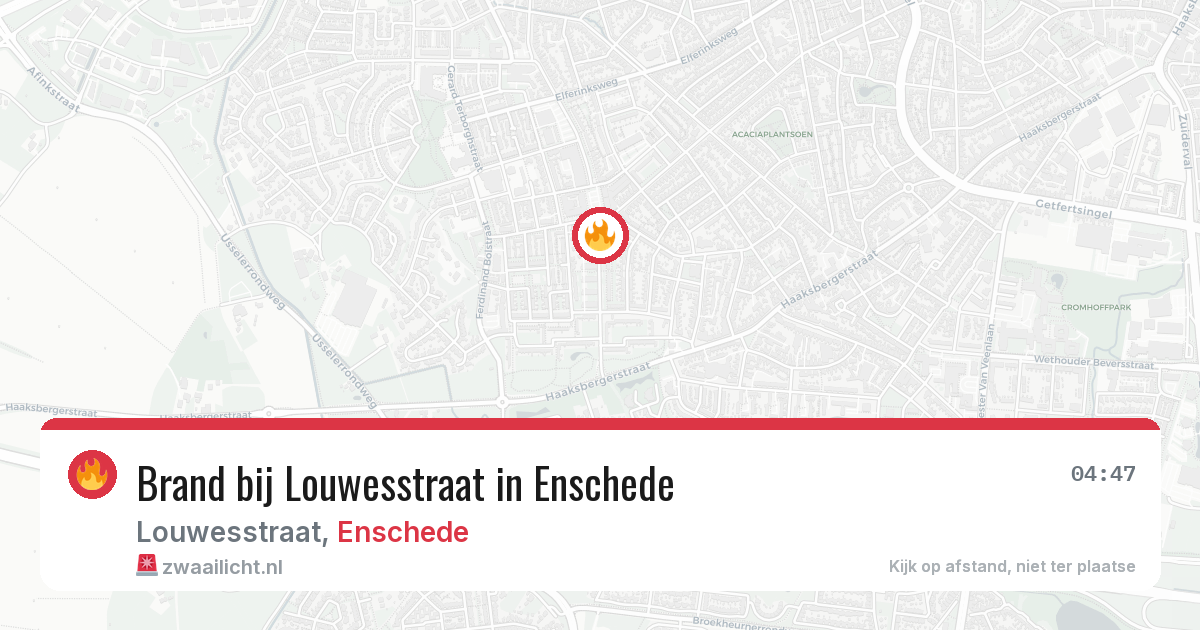 Brand bij Louwesstraat in Enschede — 14 aug 2026