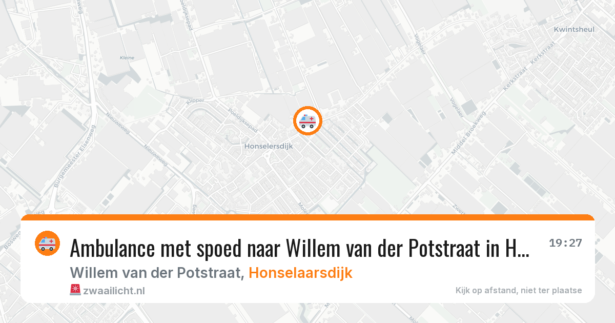Ambulance met spoed naar Willem van der Potstraat in Honselaarsdijk — 18 apr 2026