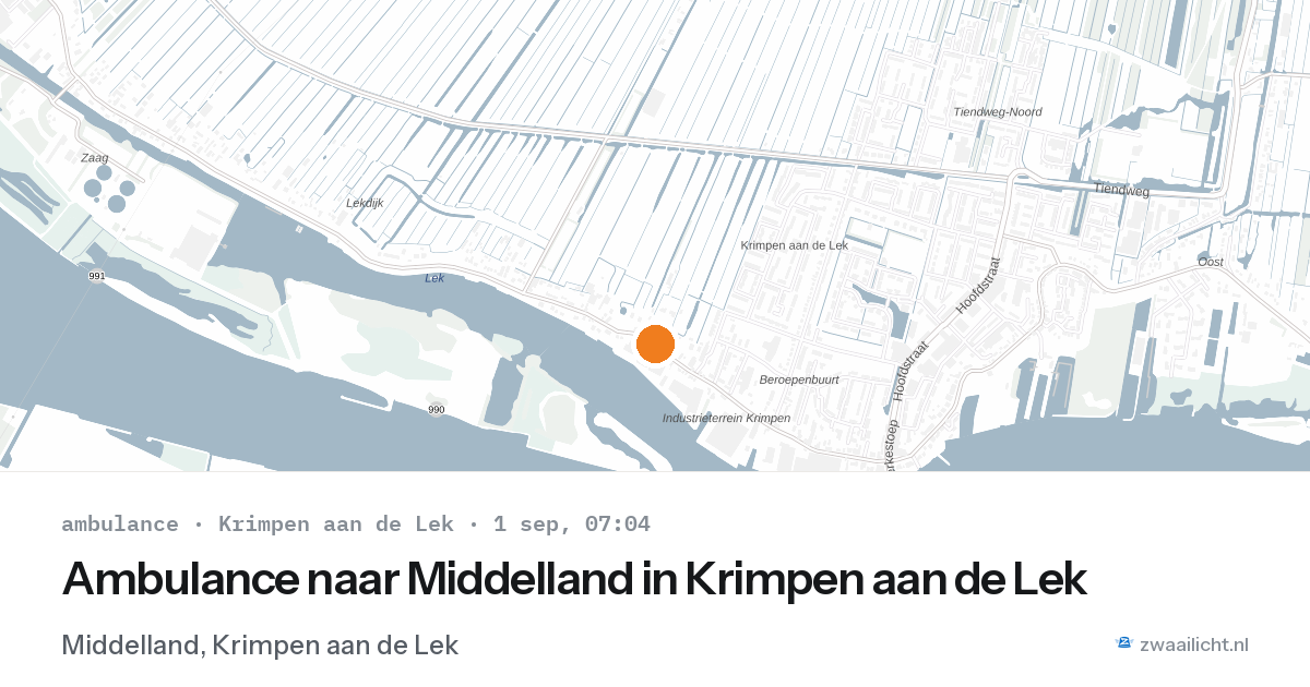 Ambulance naar Middelland in Krimpen aan de Lek — 1 sep 2026