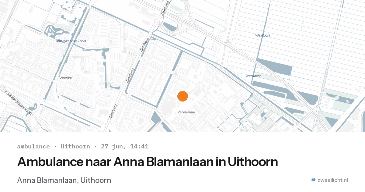 Ambulance naar Anna Blamanlaan in Uithoorn — 27 jun 2026